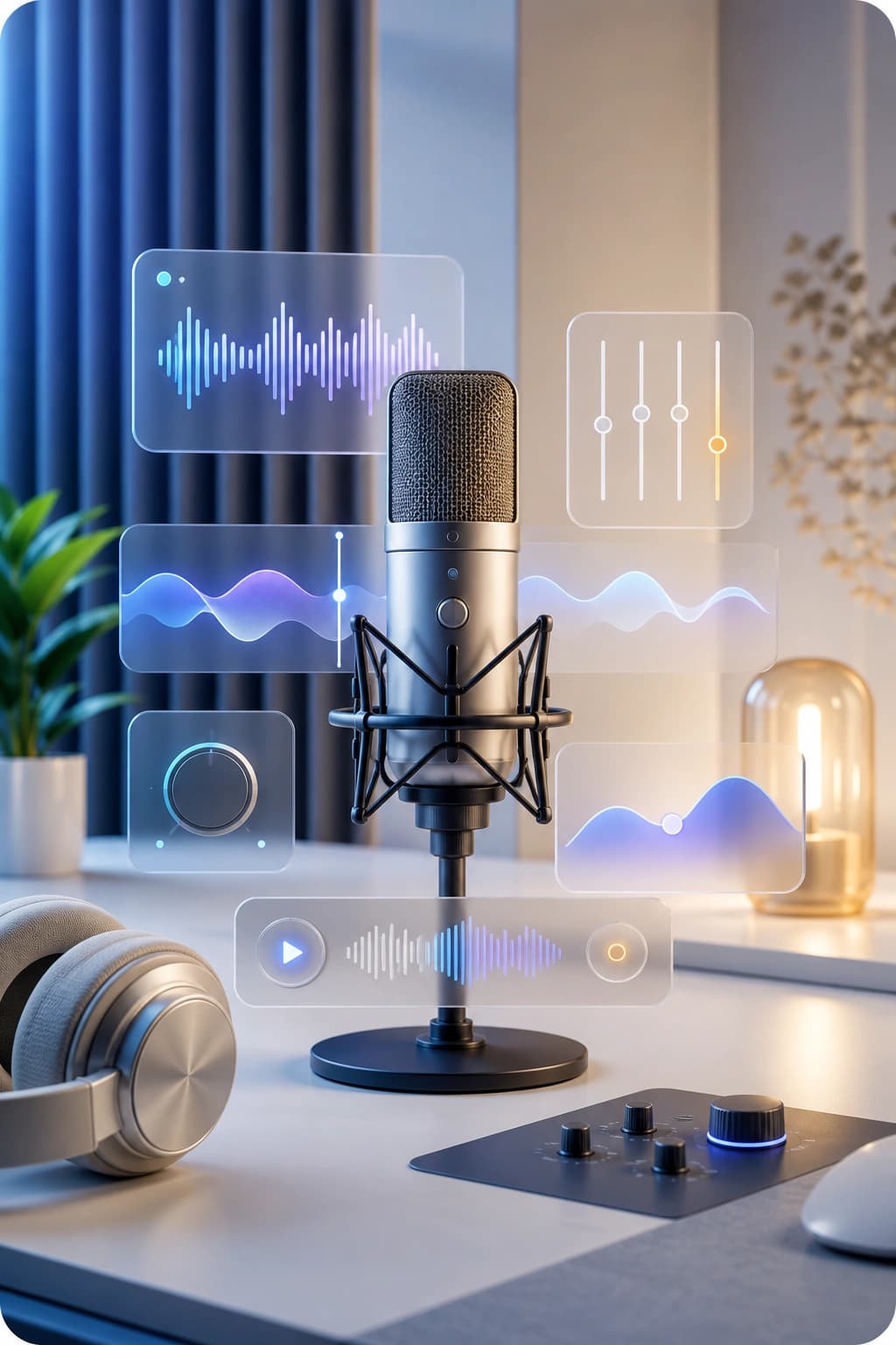 AI voice production studio with waveform controls